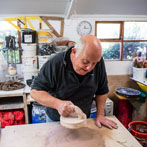 John Higgins at work in his studio 2018
